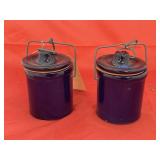 2 - Stoneware Crock Jars w/Lids
