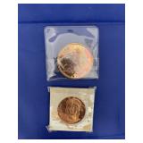 2 Copper .999 Fine 1 AVDP Oz Coins