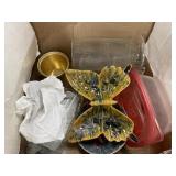 Box w/Candle  Holders - Plastic Mugs - Trays