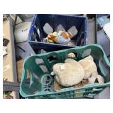 2 Plastic Crates w/Assorted Stuffed Toys