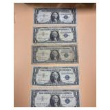 5 - Silver Certificate $1 Bills