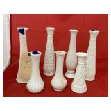 7 - White Glass Vases