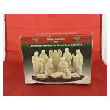 Porcelain Nativity on Wood Base in box