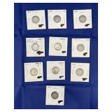 10 Mercury Dimes 1937-1945 S&D