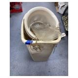 Small Trash Can w/Flower Pots