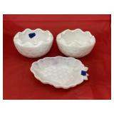 3 Pcs - Milk Glass Dishes