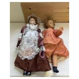 2 - Assorted Dolls - Plastic & Porcelain