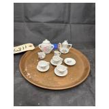 Brass Plate & Mini Teapot Set