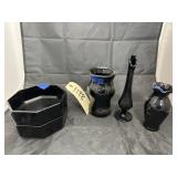 5 Pcs - Black Bowls & Vases