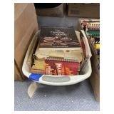 Plastic Bin w/Cookbooks