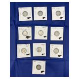 10 Mercury Dimes 1937-1945 S&D
