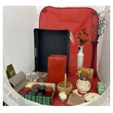 3 Pcs - Vase - Flowers - Plastic Tray w/Candles