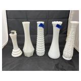 5 - Milk Glass Vases