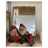 Wall Mirror & 2 Gnome Figurines