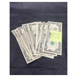 20 Two Dollar Bills - 2 in Sequence