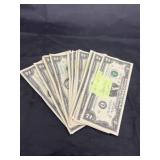 20 Two Dollar Bills - 2 in Sequence