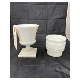 2 Pcs - White Glass Vases