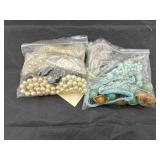 2 Bags - Assorted Beaded Costume Jewelry