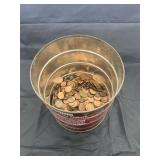 Coffee Tin w/Pennies