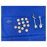 2 Silver Spoons - 1905 Penny in Bottle & 13