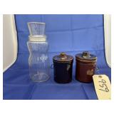 Mr Peanut Jar w/2 Crock Canisters w/Lids