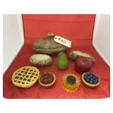 9 Pcs - Faux Fruit - Candles - Timer - Dish w/Lid