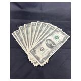 10 Two Dollar Bills in Sequence - Uncirculated