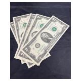 5 Two Dollar Bills In Sequence