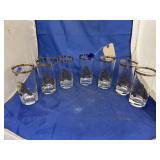 7 pcs - Gold Rimmed Glass Tumblers