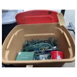 Christmas Lights & Cords in Plastic Bin w/Lid
