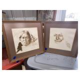 2 - Framed Native American Prints 20"x20"
