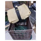 Plastic Milk Crate w/Extension Cord & Tarp