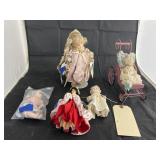 5 Pcs - Tiny Ceramic Dolls - Robin Woods & More