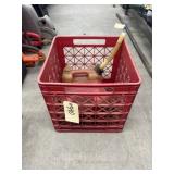 2 - Small Plastic Gas Cans in Plastic Crate