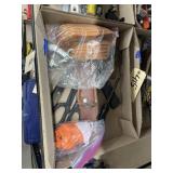 Box of Towing Straps - Pipe Wrench - Knives
