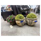 3 Pcs - Planters w/Faux Flowers