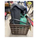 Hand Sprayer & Tarp in Plastic Crate