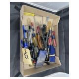 Box of Assorted Drill Bits & Screw Drivers
