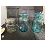 3 - Glass Jars w/Glass Lids