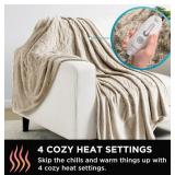 Brookstone Heated Herringbone Throw Blanket- Faux