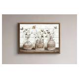 Framed Farmhouse Bathroom Wall Art, Brown Rustic C