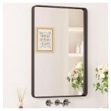 Rounded Rectangular Mirror- Matte Black Frame, HD