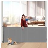 100" Retractable Baby Gate, 42" High, Gray, Rein