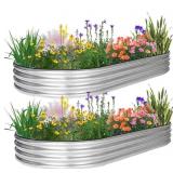 2 PC Oval Raised Galvanized Garden Bed Kits (8ft x