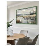 Lake Bird Framed Wall Art - Egret Picture w/Green