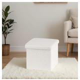 2 Ct Small Storage Ottoman- White, Sherpa Top, App