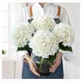 White Hydrangeas Artificial Flowers, 4pc 22" Larg