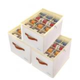 3 Pack Shoe Storage Box Organizer, Cream/Yellow wi