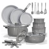 27 Pc Ceramic Cookware Set, Nonstick Pots/Pans, De