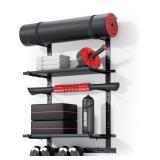 Wall Mount Home Gym Rack, Black Metal, 2 Shelves,